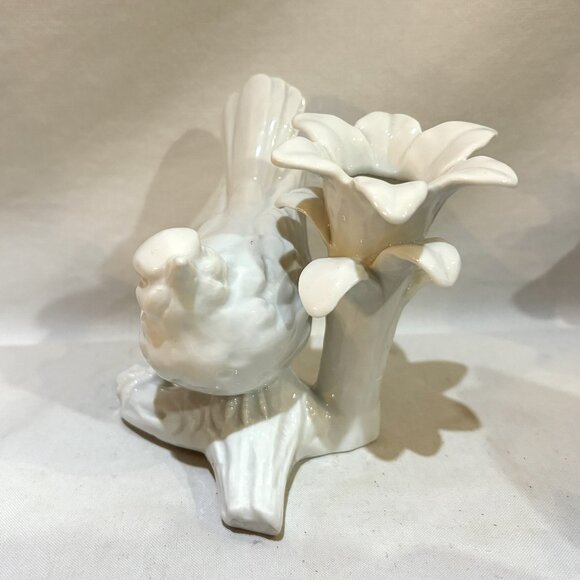 VTG Fitz and Floyd White Porcelain Bird and Flower Candle Holder Made in Japan - Picture 1 of 6